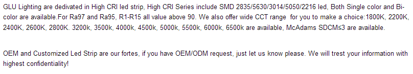 High CRI/high density/OEM/ODM is our fortes