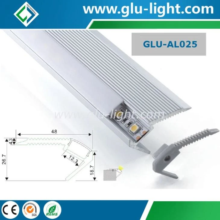 Proffil Alwminiwm Led Ar Gyfer Grisiau/Alu Proffil Arwain Ar gyfer Tâp Llain Led