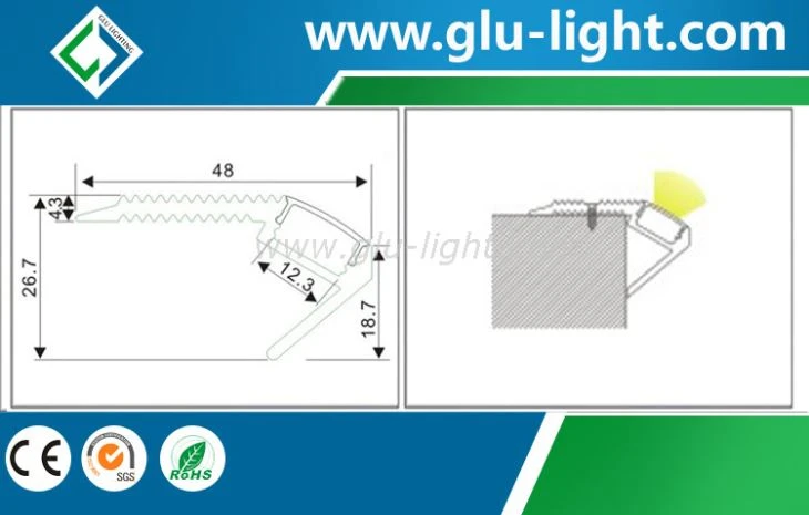 Silver anodized extrusion aluminum stair profile for alu stair carpet
