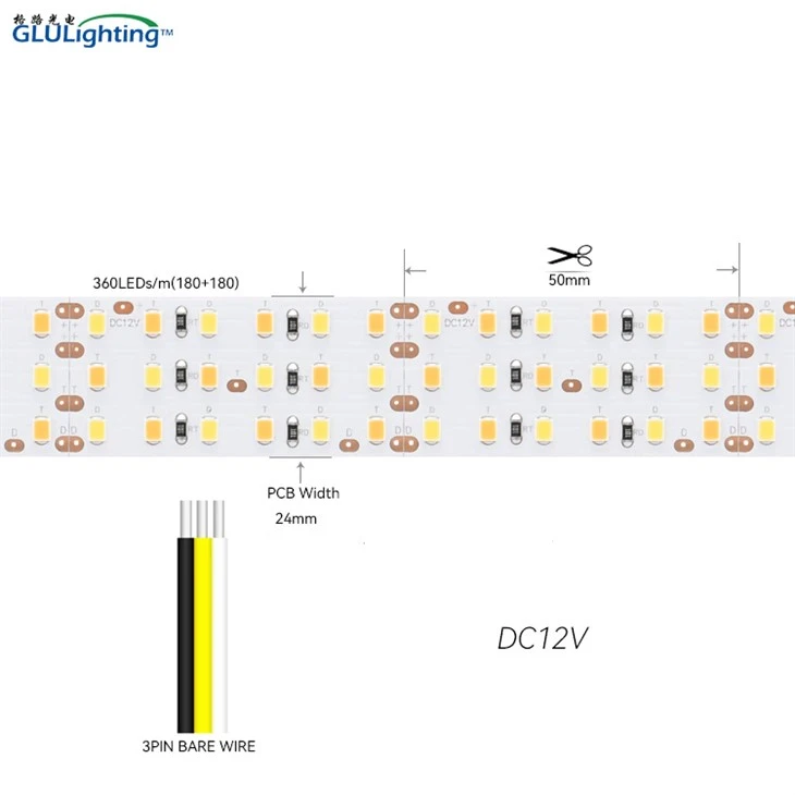 High CRI 2835 Hybrid LED Strip 360leds 12V Triple-rows With UL Standard suppliers